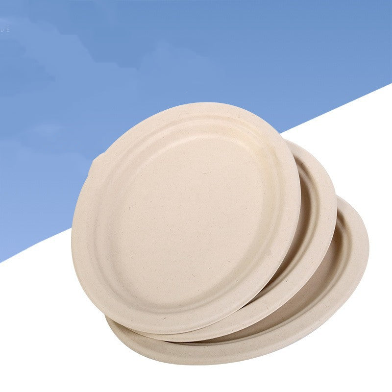 10 Inch Super Strong Eco-Degradable Paper Plates — Natural | 1PC or Bulk 150PCS