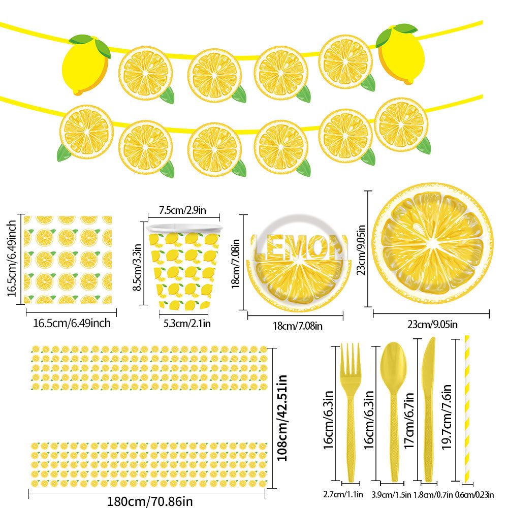 Lemon Themed Disposable Paper Cups — Tea Party & Birthday | Pack of 10