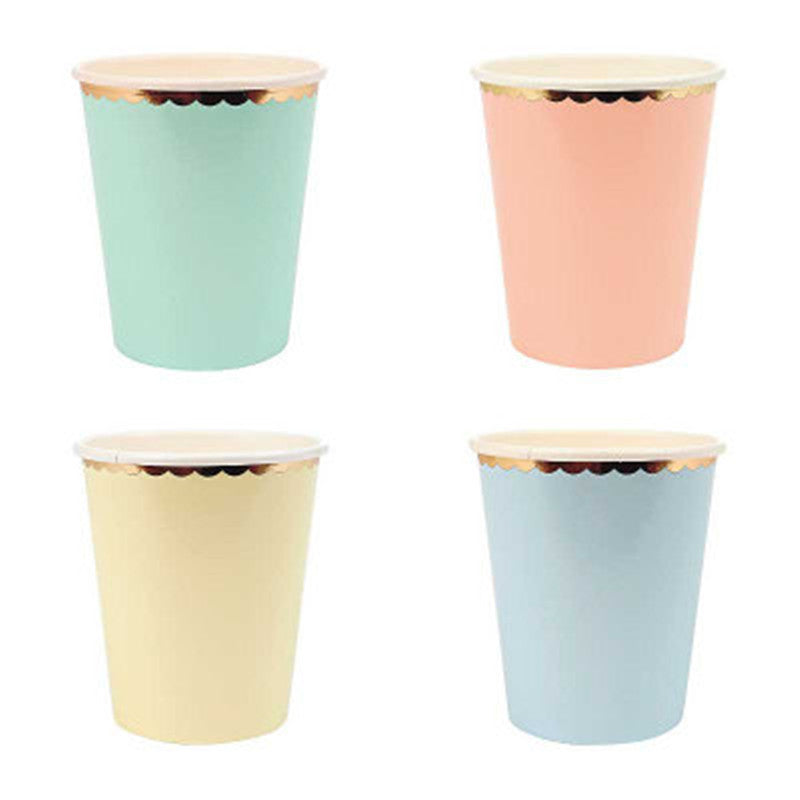 Disposable Colourful Paper Cups — 4 Mixed Colours | Pack of 8