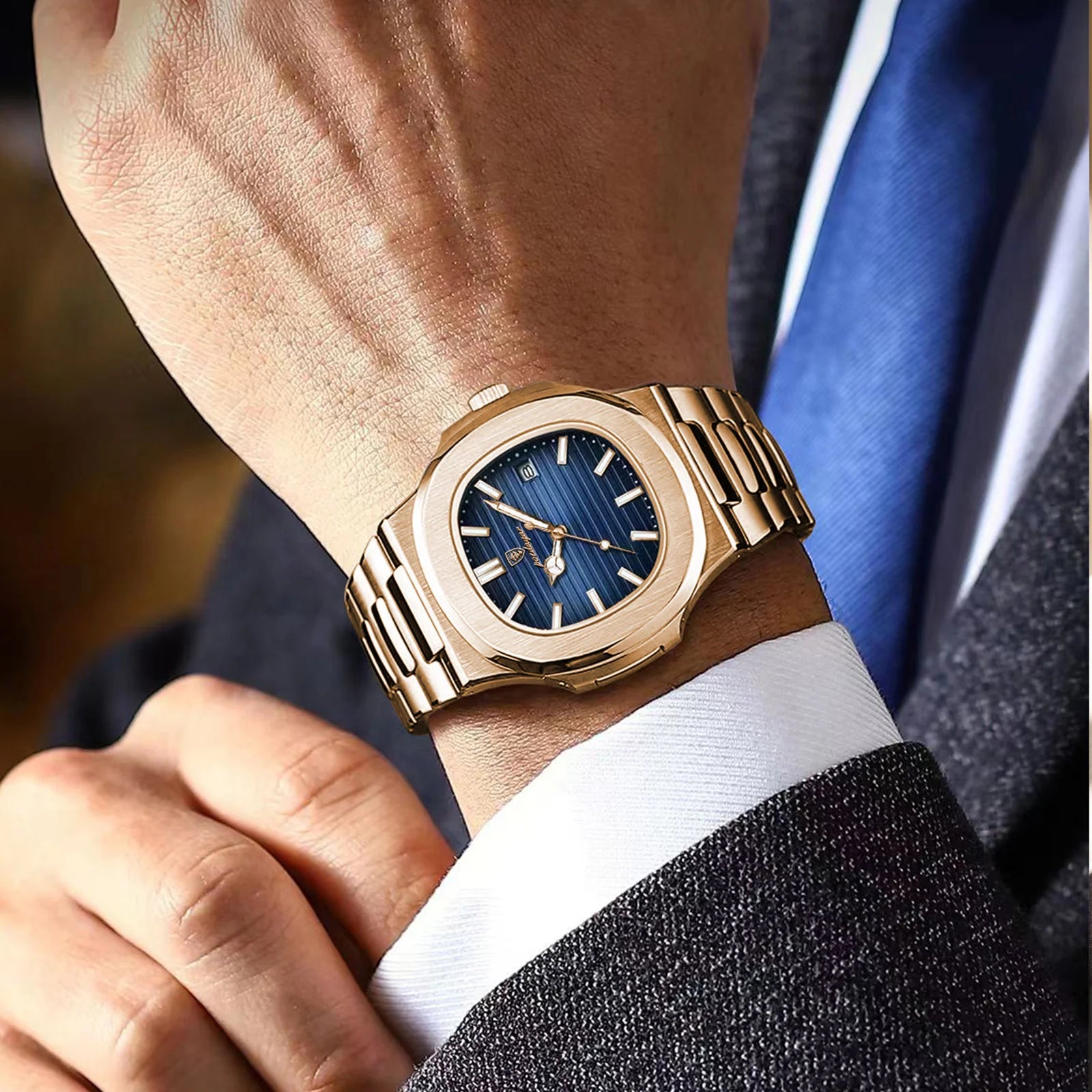 POEDAGAR Luxury Square Men's Watch