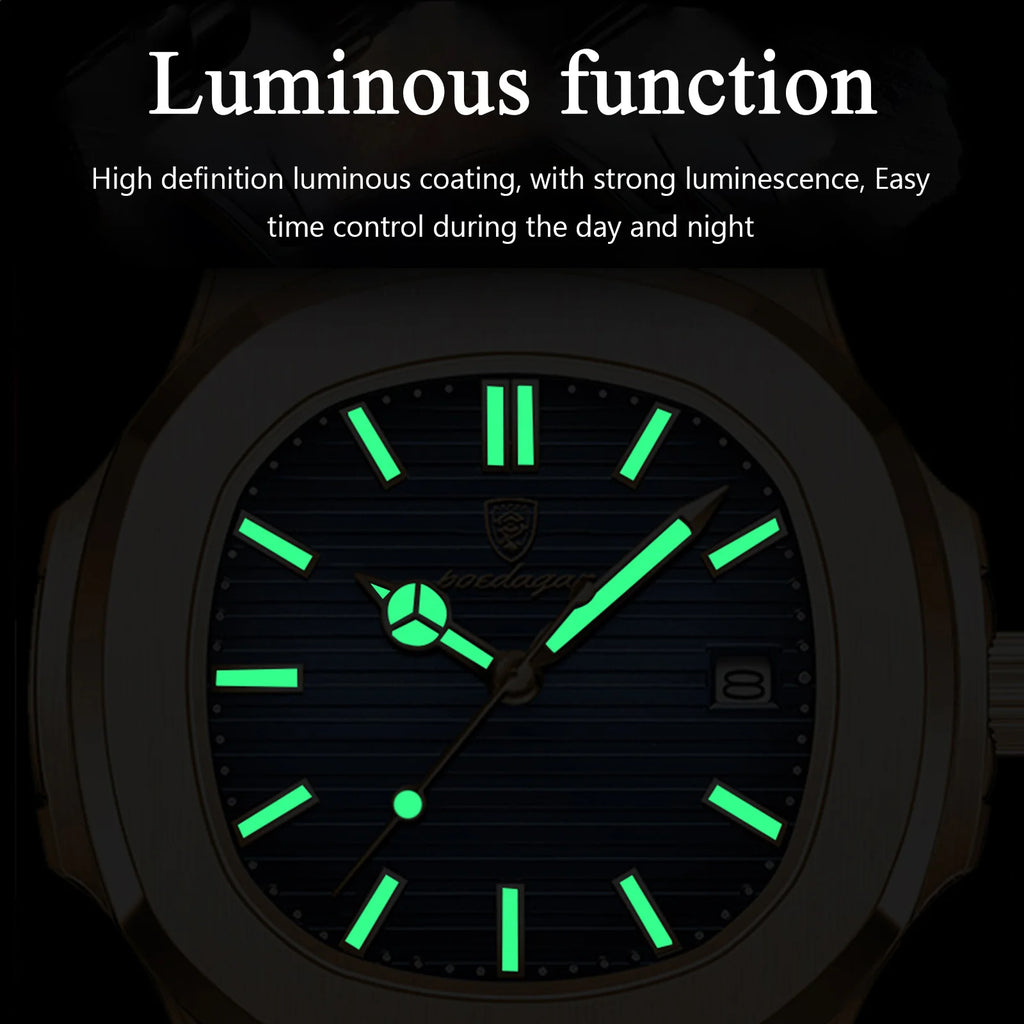 POEDAGAR Luxury Square Men's Watch