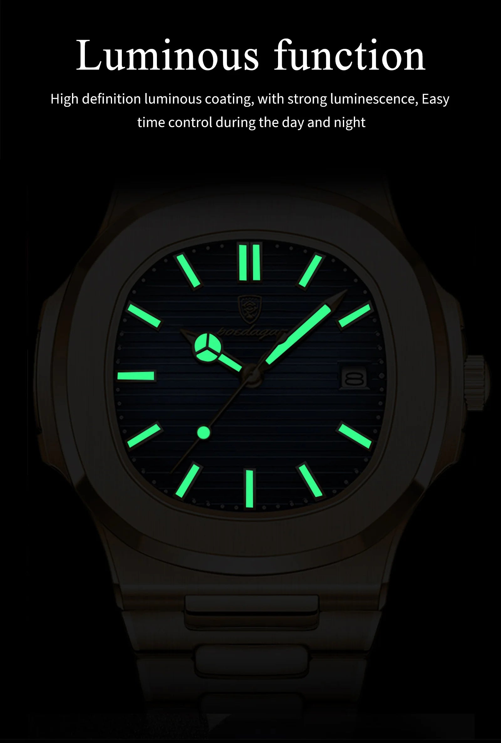 POEDAGAR Luxury Square Men's Watch