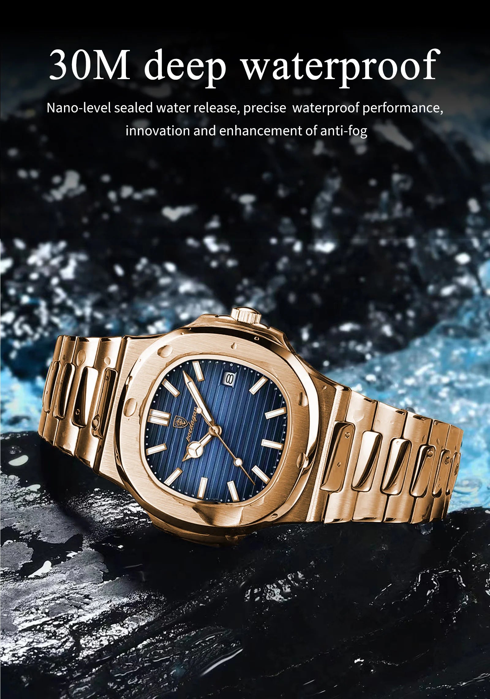 POEDAGAR Luxury Square Men's Watch
