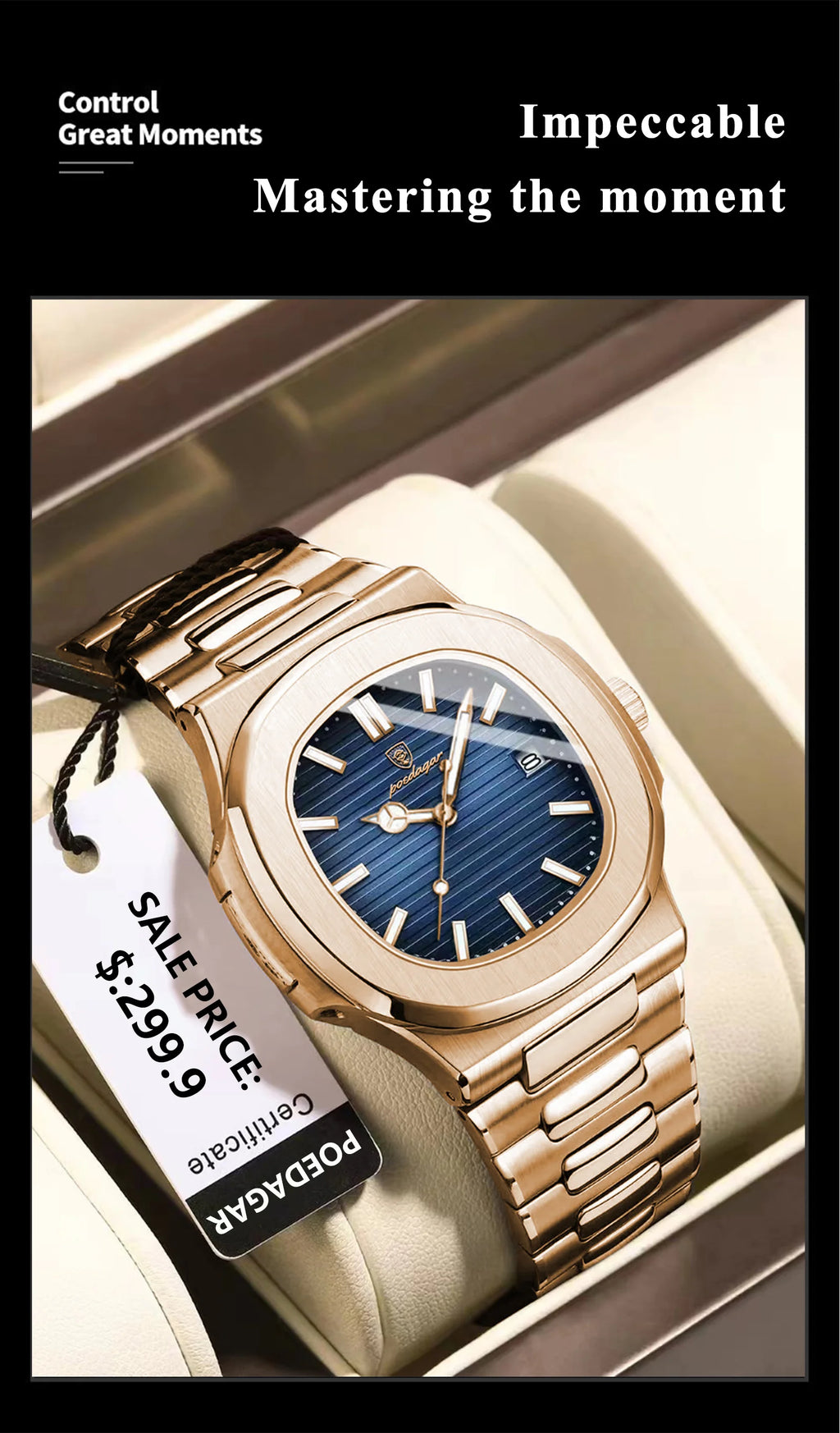 POEDAGAR Luxury Square Men's Watch