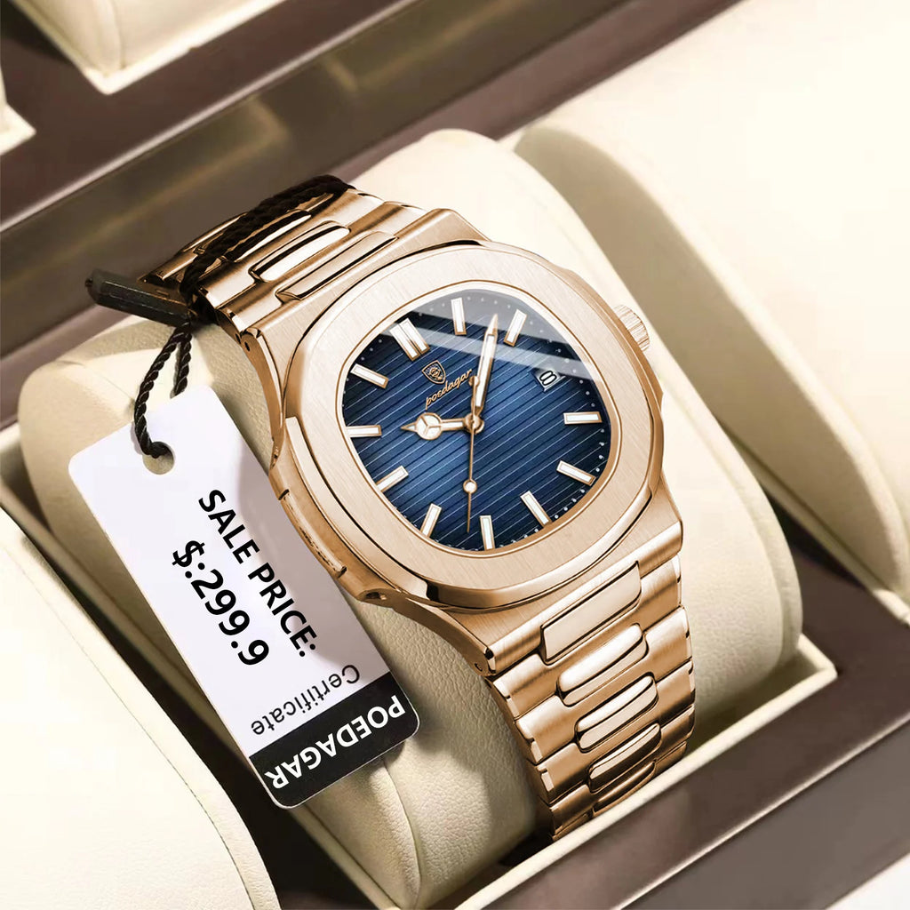 POEDAGAR Luxury Square Men's Watch