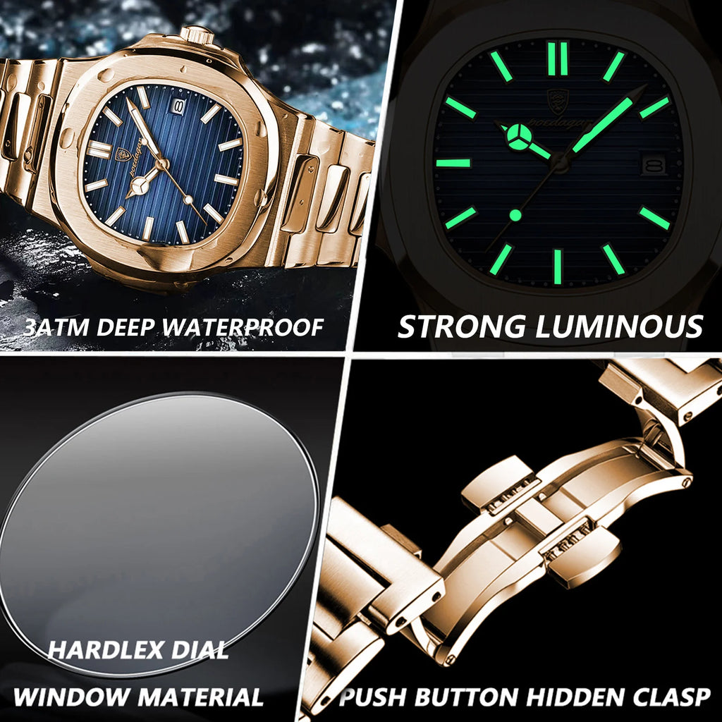 POEDAGAR Luxury Square Men's Watch