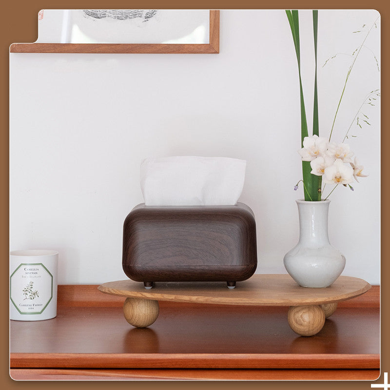 Imitation Wood Desktop Tissue Paper Box — Minimalist Home & Office Organiser
